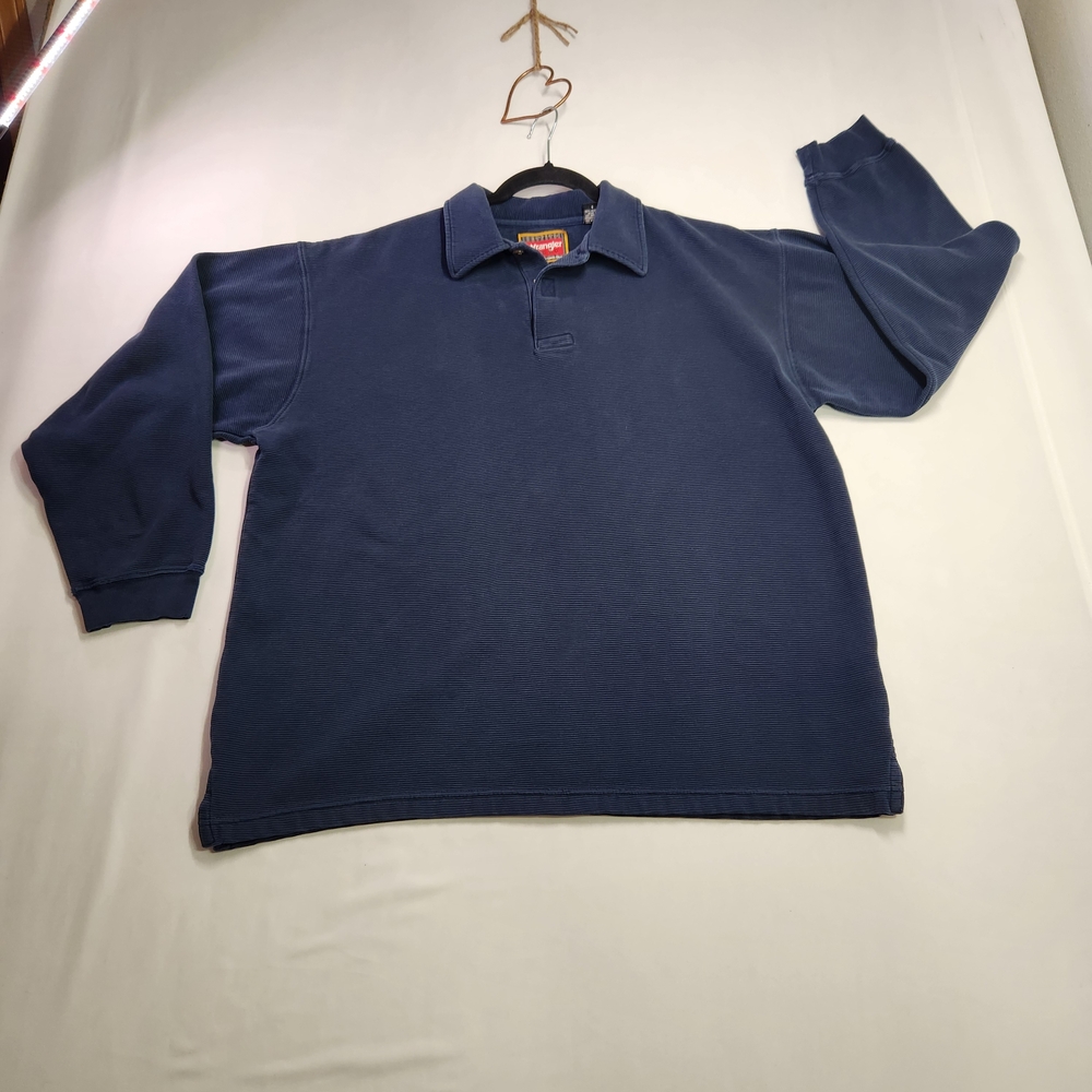 ⭐️Vintage Wrangler Navy Blue Collared Pullover Sweatshirt L Grandpa Core Retro
